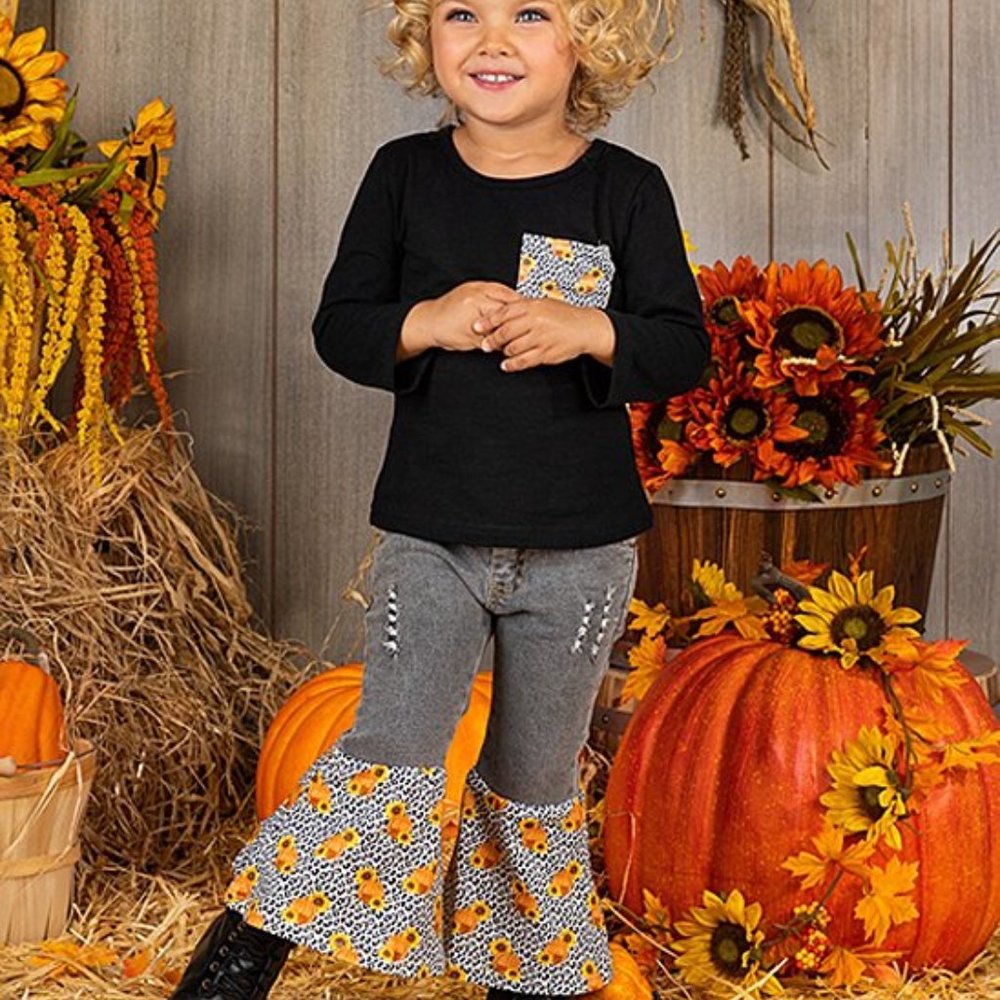 NWT MiaBelle pumpkin shirt & matching ruffle jeans